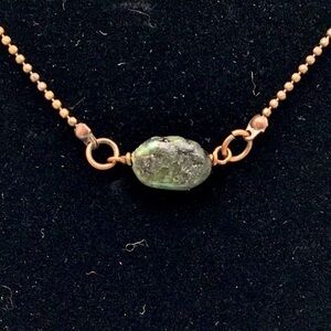 Genuine Raw Emerald Copper Choker Necklace 16"